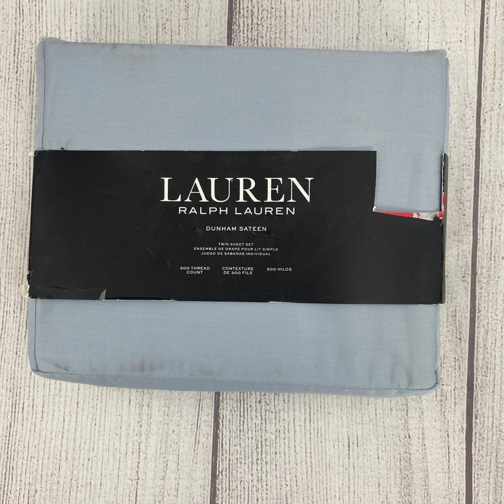 Lauren Ralph Lauren Sheet Set Twin Celestial Blue Dunham Sateen 300TC Cotton